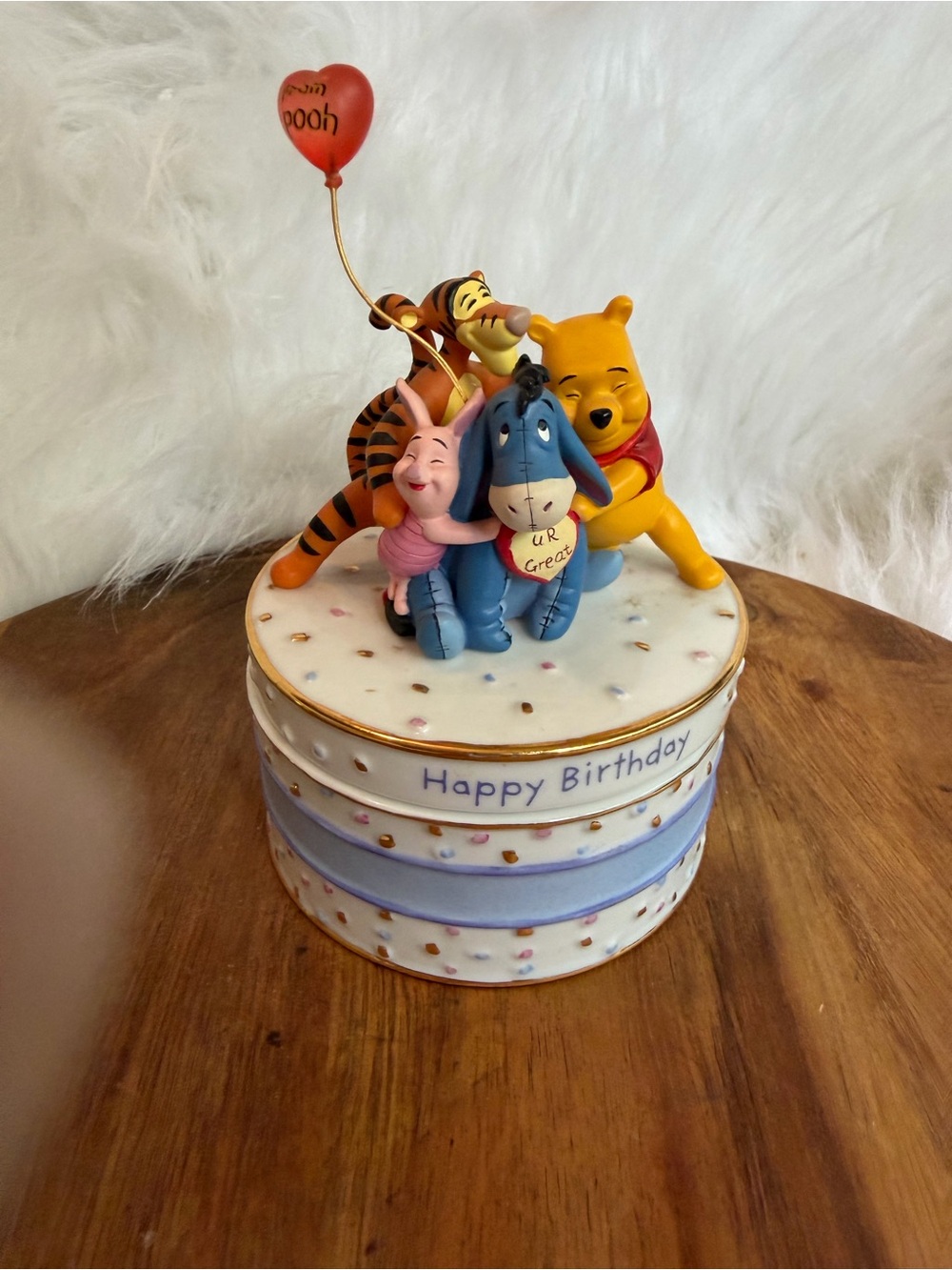 Birthday Music Box with Winnie the Pooh Characters - Yellow/Red/Blue
